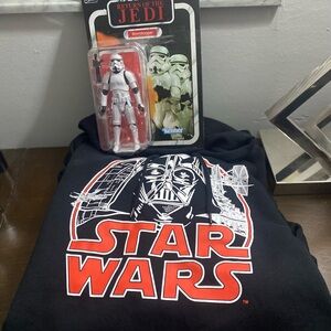 Star Wars Black & Red Graphic hoodie with Stormtrooper Figure bundle